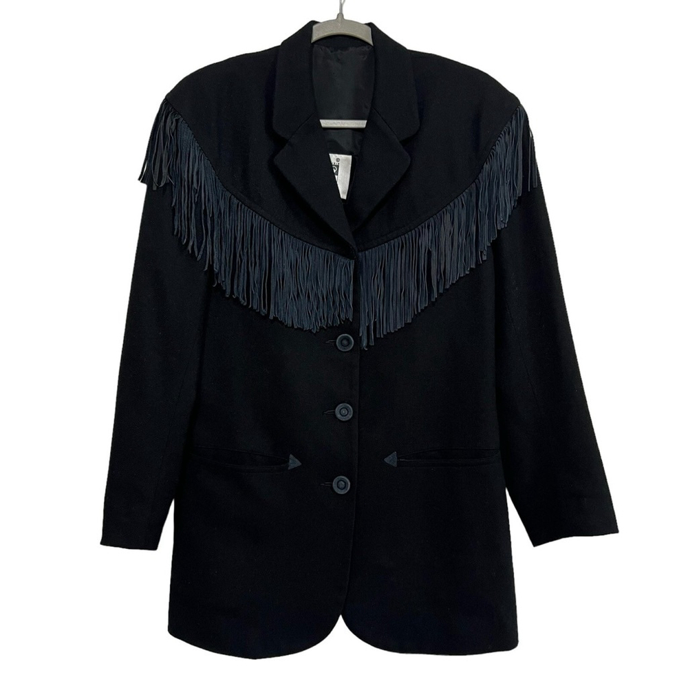 MAX STUDIO | Black Fringe Blazer Jacket Size 10